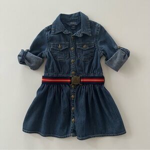 Polo Ralph Lauren 2T Toddler Girl Blue Denim Belted Dress